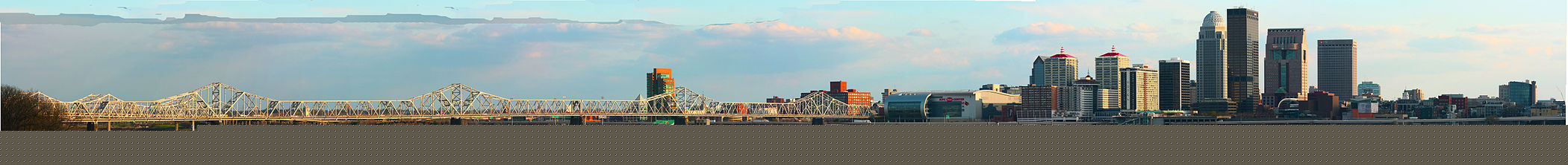 Louisville Panorama from Jeffersonville, Indiana. Second St Bridge on the foreground