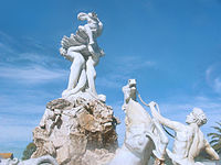 Carrara marble sculpture showing the Nereids helping the birth of Venus