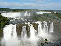 Tourist boats near the falls