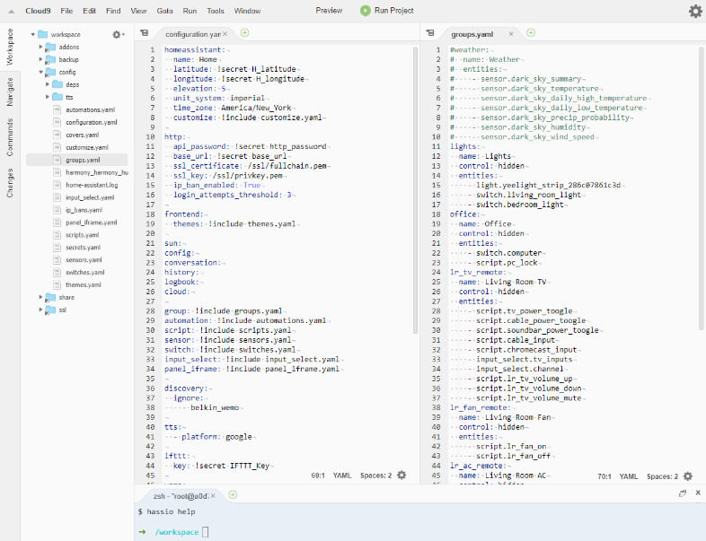 IDE split editor