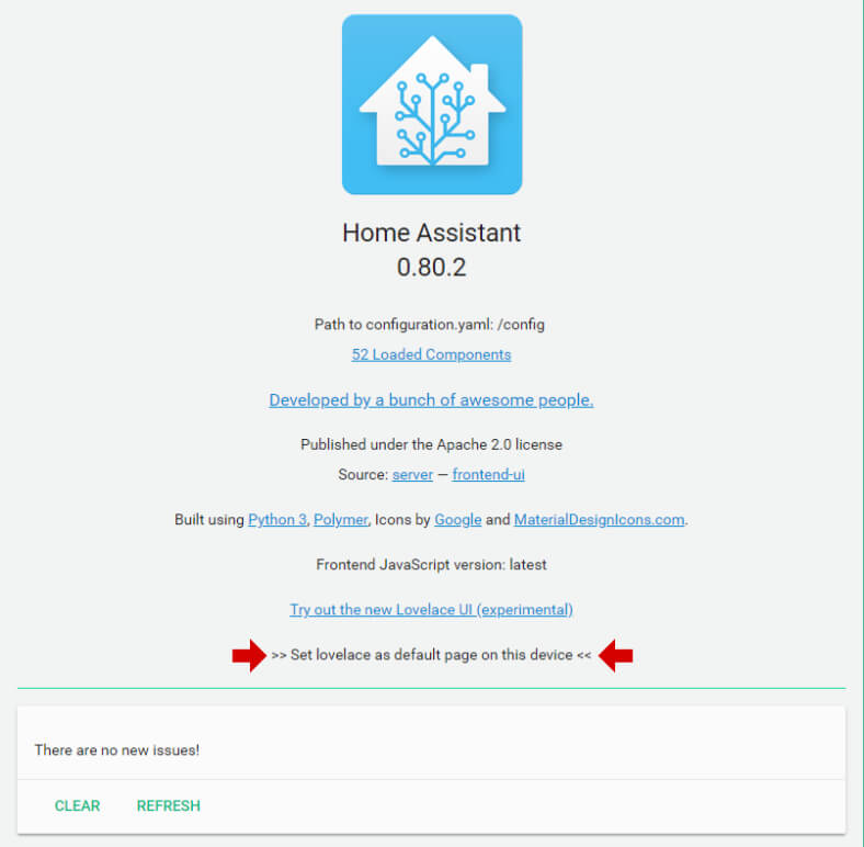 Set up Lovelace as default