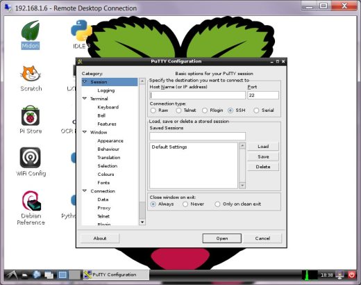 Putty on a Raspberry Pi